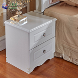 现代简约白色实木床头柜两抽储物柜床边柜宜家斗柜欧式床头柜包邮
