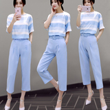 2016夏装新款女装两件套韩版显瘦阔腿裤雪纺时尚套装春夏季休闲潮