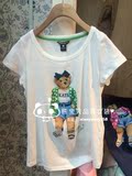 2016夏季女装新品卡通小熊印花短纯色短袖T恤 莱卡棉 TTRW66317I