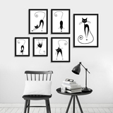 现代简约个性猫咪装饰画 创意组合客厅餐厅有框挂画卧室沙发墙画