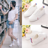 2016环球春夏新款小白鞋低帮平底系带女款帆布鞋韩版休闲学生板鞋