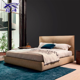 小户型布艺床可拆洗 现代简约1.8米储物双人床北欧宜家布床软包床