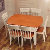 实木餐桌 橡木圆桌伸缩折叠饭桌小户型餐桌椅组合6人多人吃饭桌子