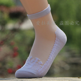5双 蕾丝花边 玻璃丝袜女款水晶袜春 短款薄款透明隐形棉底丝袜