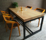 复古实木长方形铁艺餐桌椅组合简约现代办公桌会议桌电脑桌写字台