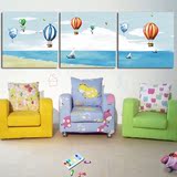 热气球帆船大海无框画 现代客厅时尚简约挂画壁画 装饰画 三联画