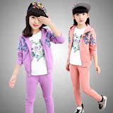 童装女童秋装2016新款儿童卫衣三件套中国风女大童运动春秋季套装