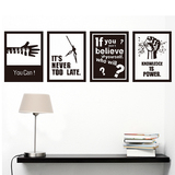 黑白个性英文抽象画相框方形公司企业文化墙面装饰励志墙贴纸贴画