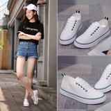 夏季韩版皮面帆布鞋英伦风小白鞋女鞋学生单鞋护士鞋系带休闲板鞋