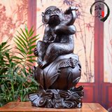 黑檀木雕猴子摆件十二生肖实木雕刻红木工艺品猴年送礼品生日贺寿