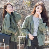2016秋季新款韩版工装军绿色宽松风衣女学生休闲百搭收腰外套上衣