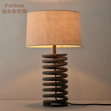 美式复古台灯卧室床头灯欧式创意节能灯简约个性铁艺布罩客厅灯具