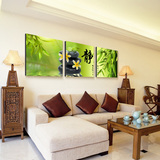 客厅装饰画 现代简约无框画三联画中式沙发背景墙水晶壁画挂画静