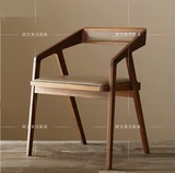 Loft美式实木复古餐椅咖啡甜品店靠背桌椅 办公椅电脑皮垫椅宜家