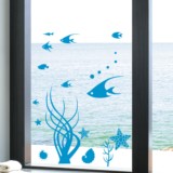 海洋世界小鱼贴纸 浴室洗手间防水瓷砖贴玻璃贴玄光走廊墙贴A0081