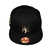 正品代购MLB平沿嘻哈帽男女街舞棒球帽金属字NY42韩版潮流帽子