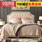 简约美式乡村布艺床北欧软靠双人床 卧室1.5米1.8米储物床主卧床