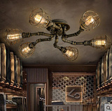loft美式吸顶灯客厅卧室书房创意灯具工业风复古酒吧水管吸顶灯具
