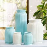 欧式简约蓝色 陶瓷花瓶三件套客厅摆件 家居饰品创意摆件套装包邮
