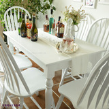 美式实木餐桌椅组合长方形餐厅桌原木组装饭桌简约现代宜家小桌子