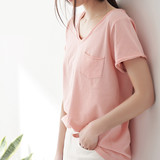 大码纯棉短袖T恤女装夏装粉色体恤韩国宽松简约百搭半袖t桖上衣服