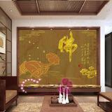 中式古典佛教佛手莲花佛字背景墙 大型壁画无缝墙布 金色玄关直销