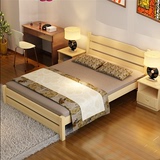 创意全实木单双人床简易1.2米1.5米卧室1.8米时尚中式松木成人床