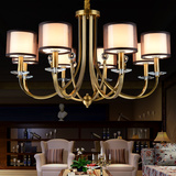 新中式美式电镀铁艺水晶吊灯客厅卧室玄关灯具北欧青古铜餐厅吊灯