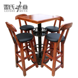 实木酒吧桌椅套件 吧台桌 ktv复古吧台桌椅子 不锈钢铁艺高脚桌椅