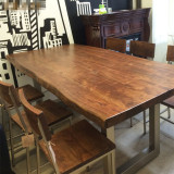 美式实木餐桌 长方形复古铁艺实木餐桌组合 酒吧咖啡厅桌椅组合