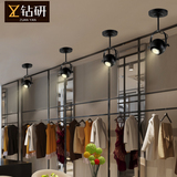 LED吸顶长杆轨道射灯搭配复古工业创意空间餐厅个性服装店艺灯具