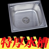不锈钢水槽 加厚单槽 一体成型 304不锈钢拉丝水槽水槽洗菜洗手盆
