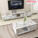 特价新款客厅现代简约电视柜茶几组合小户型钢化玻璃电视桌套装