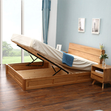 全实木白橡木床北欧宜家高箱气压储物床简约双人床1.8米1.5米特价