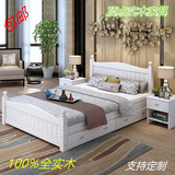 实木白色松木床现代欧式环保成人单人床简约双人床1.8 1.5 1.2米