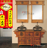 中式橡木浴室柜落地组合整体实木卫生间洗手台盆卫浴柜美式