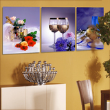 现代简约餐厅装饰画中式无框画欧式墙壁画美式饭厅挂画鲜花红酒杯