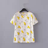 容儿家女装2016夏装新款 百搭宽松显瘦香蕉超人印花休闲短袖T恤
