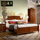 梵卡家具 美式乡村 1.5米复古床 简约小美地中海 1.8米实木双人床