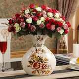 美式家居欧式绘彩陶瓷花器摆式创意客厅卧室玄关花瓶装饰品摆设