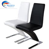 现代美人鱼餐椅 不锈钢创意家用餐椅 鳄鱼纹皮椅子黑色白色