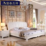 新中式全实木床 1.8米大床雕花床 白色双人床 现代简约卧室婚床
