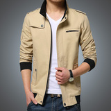 2016春季新款夹克男青年韩版立领纯棉男装外套修身薄款潮流夹克衫