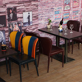新款 咖啡厅西餐桌椅复古做旧 奶茶甜品店桌椅茶餐厅桌椅组合批发