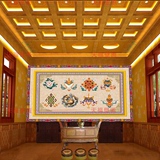 3d大型无缝壁画佛堂佛教藏式民族文化背景墙纸壁纸唐卡吉祥八宝