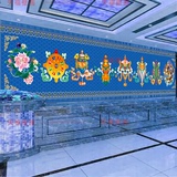高清3d立体大型壁画唐卡藏式文化佛像佛堂客厅墙纸壁纸吉祥八宝