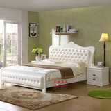 美式实木床1.5 1.8米公主床欧式白色双人床北欧复古简约卧室家具
