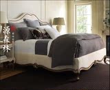 现货欧式实木床双人床美式乡村新古典床 美式实木婚庆布艺床定制