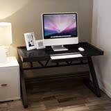 特价笔记本电脑桌台式家用 宜家简约现代钢木钢化玻璃 双人办公桌