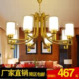 中式吊灯古铜色大气玻璃客厅灯卧室餐厅灯工程新中式吊灯HXH6615